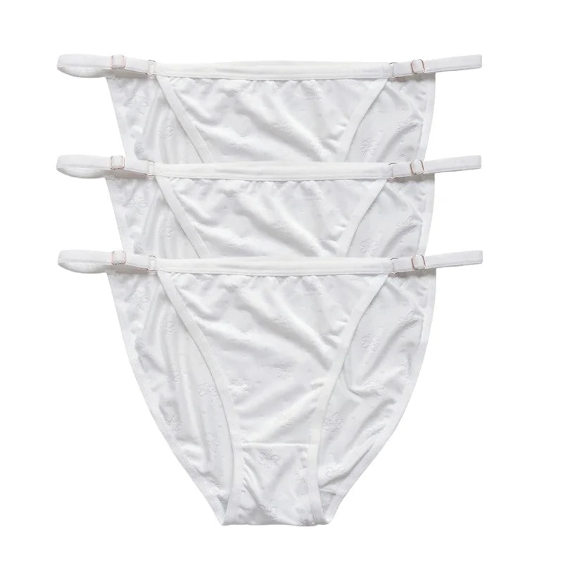3Pcs/Set Ice Silk Panties Women Low Rise Briefs Brazilian Panties Solid Color Underwear Female Underpants Sexy Lingerie S-XL