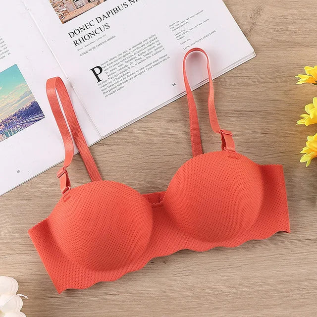 Thin One-piece Seamless Women's Bra Detachable Shoulder Straps Gathered Bralette Comfortable Without Steel Ring Sleep Brassiere