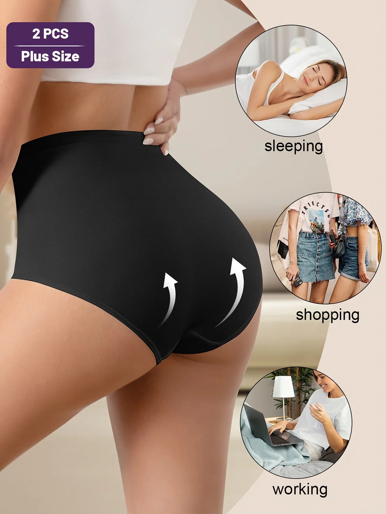 2-Pack Women's High-Waisted Breathable Mesh Underwear - Tummy Control Butt Lifting Seamless Panties with Cross-Back