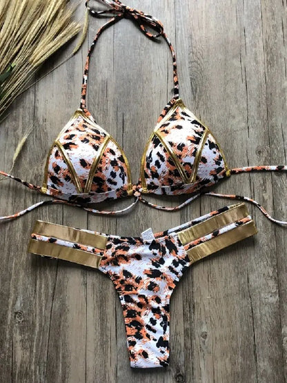 2023 Gold Stamping Women Bikini Set Sexy Padded Women Swimsuit Push Up Bikini Swimwear Summer Beachwear Brazil Bathing Suit