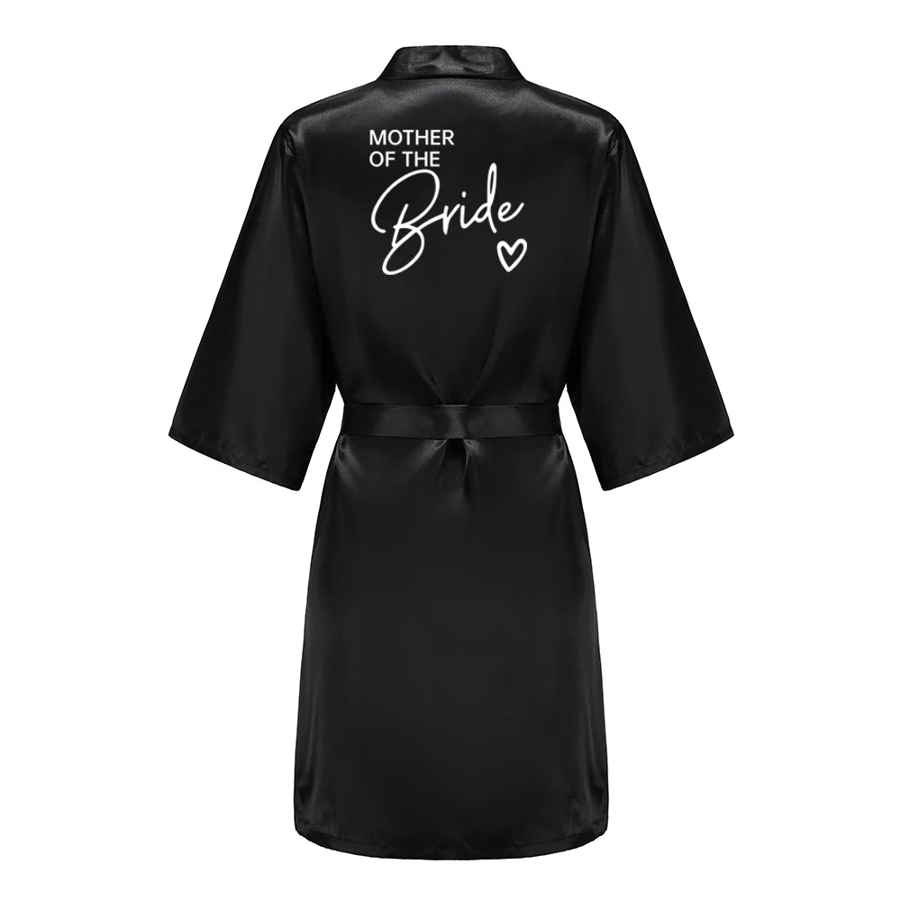 Wedding Party Team Bride Robe Kimono Satin Pajamas Bridesmaid Bathrobe With White Letters YE8171