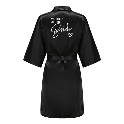 Wedding Party Team Bride Robe Kimono Satin Pajamas Bridesmaid Bathrobe With White Letters YE8171