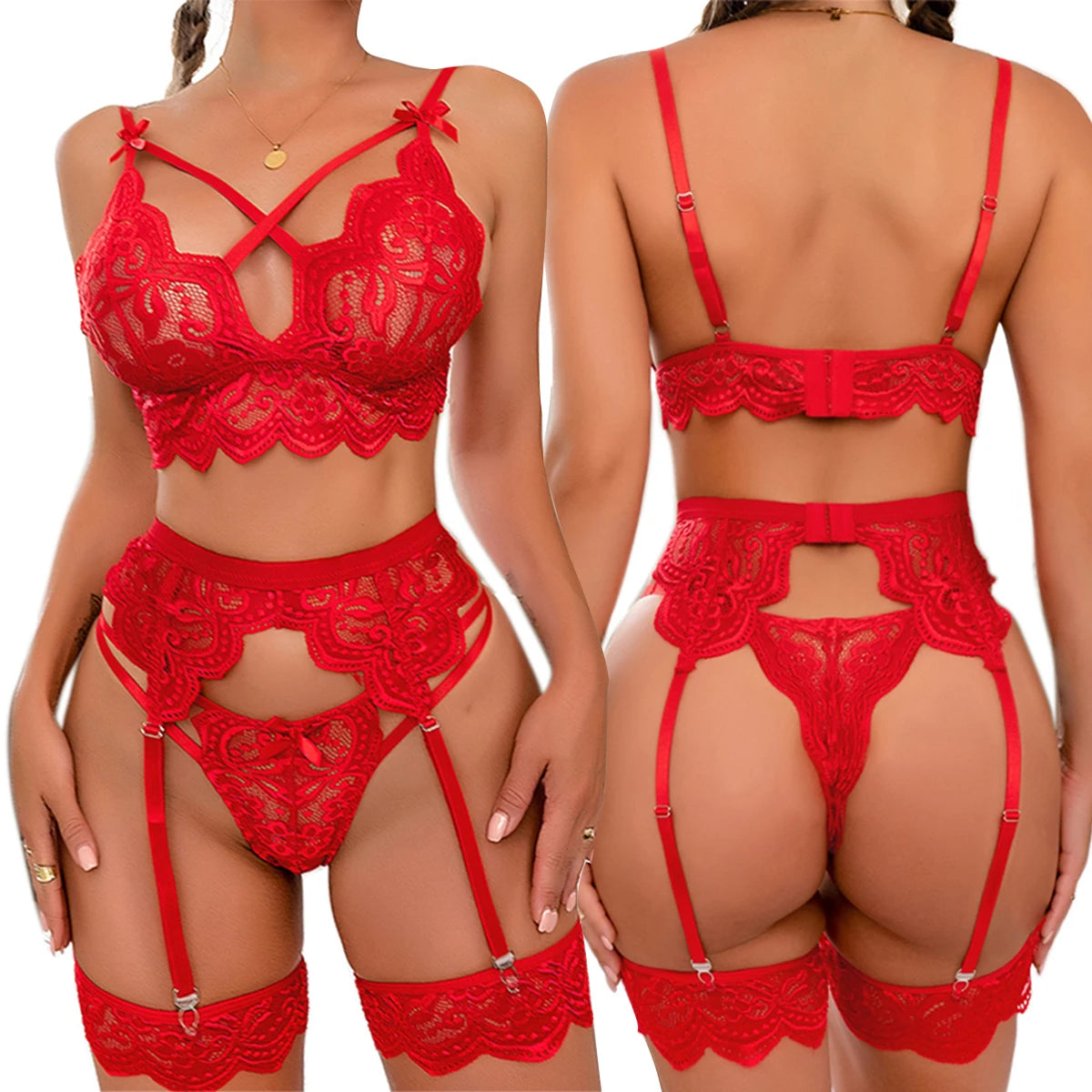 Sexy Erotic Lingerie Women Bra And Panty Garters 3pcs See Through Lingerie Sets Sexy Women's Underwear Set Female Sexy Costumes