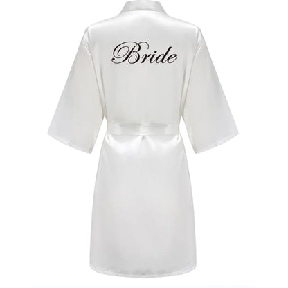 Black Women Silky Satin Robe Wedding Bridal Party Bride Bridesmaid Robes Kimono Loungewear Dressing Gowns