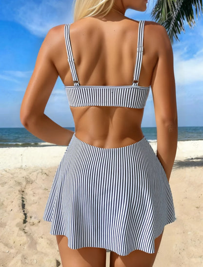 Womens Swim Skirt Two Piece High Waisted Push Up Bikini Sets Tummy Control Scoop Neck Swimsuits