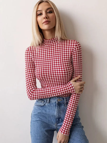 Spring/summer women's tights tops fashionable long-sleeved printed bodysuits