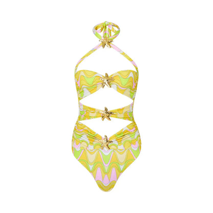 2024 High Quality One Piece Swimsuit Floral Ruffle Printed Push Up Women Bikini Set Swimwear Slimming Bathing Suit Beach Wear