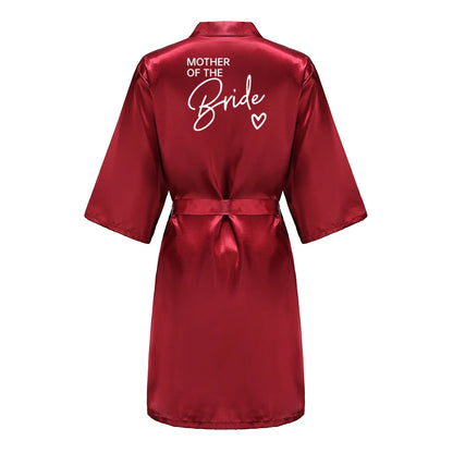 Wedding Party Team Bride Robe Kimono Satin Pajamas Bridesmaid Bathrobe With White Letters YE8171