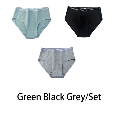 3PCS/Set Women Cotton Solid Seamless Underwear Sexy Plus Size Panties Letter Lingerie Mid Waist Comfortable Briefs NKT2123