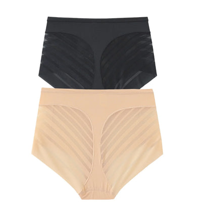 2Pcs/Set Ice Silk Tummy Control Panties Women High Rise Shapewear Pants Female Sexy Lingerie Slimming Underwear M-3XL Briefs