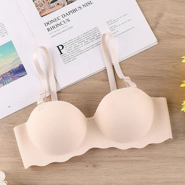 Thin One-piece Seamless Women's Bra Detachable Shoulder Straps Gathered Bralette Comfortable Without Steel Ring Sleep Brassiere