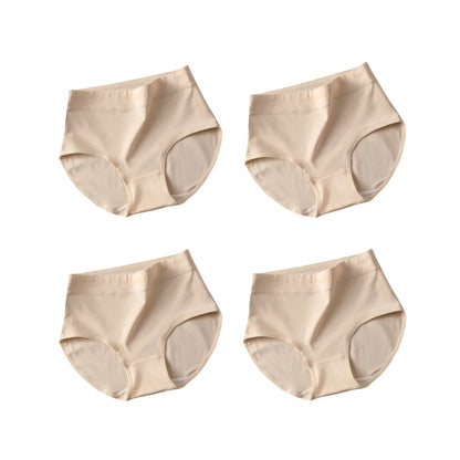 4Pcs/Set Women's High-Waist Cotton Briefs Tummy Control Panties Soft & Breathable Underwear Plus Size Comfort Lingerie M-XXL
