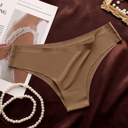 1Pc Women Ice Silk Brazilian Panties Low Waist Briefs Seamless Underwear Comfort Soft Underpants Female Sexy Lingerie M-XL