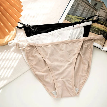 3Pcs/Set Ice Silk Panties Women Low Rise Briefs Brazilian Panties Solid Color Underwear Female Underpants Sexy Lingerie S-XL