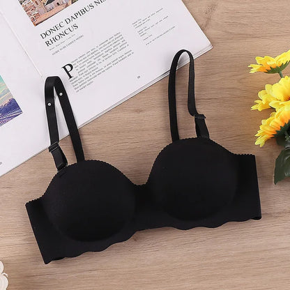 Thin One-piece Seamless Women's Bra Detachable Shoulder Straps Gathered Bralette Comfortable Without Steel Ring Sleep Brassiere