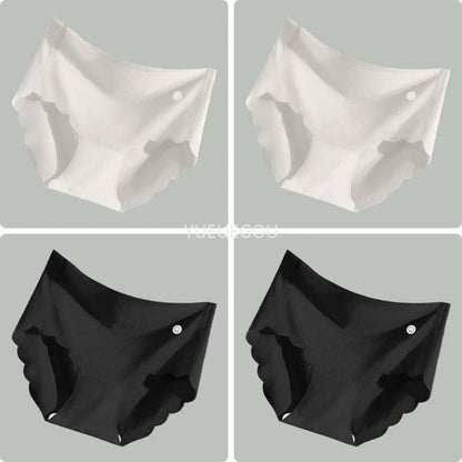4PCS Ice Silk Seamless Underwear Ultra-thin Women's Panties Sexy Transparent Stretch Briefs High Waist Comfortable Lingerie M-XL
