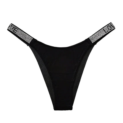 Shiny Rhinestone Thong Women Low Waist Panties Sexy Underwear Ladies Briefs Lingere Panty Underware Womens Lingerie Thongs