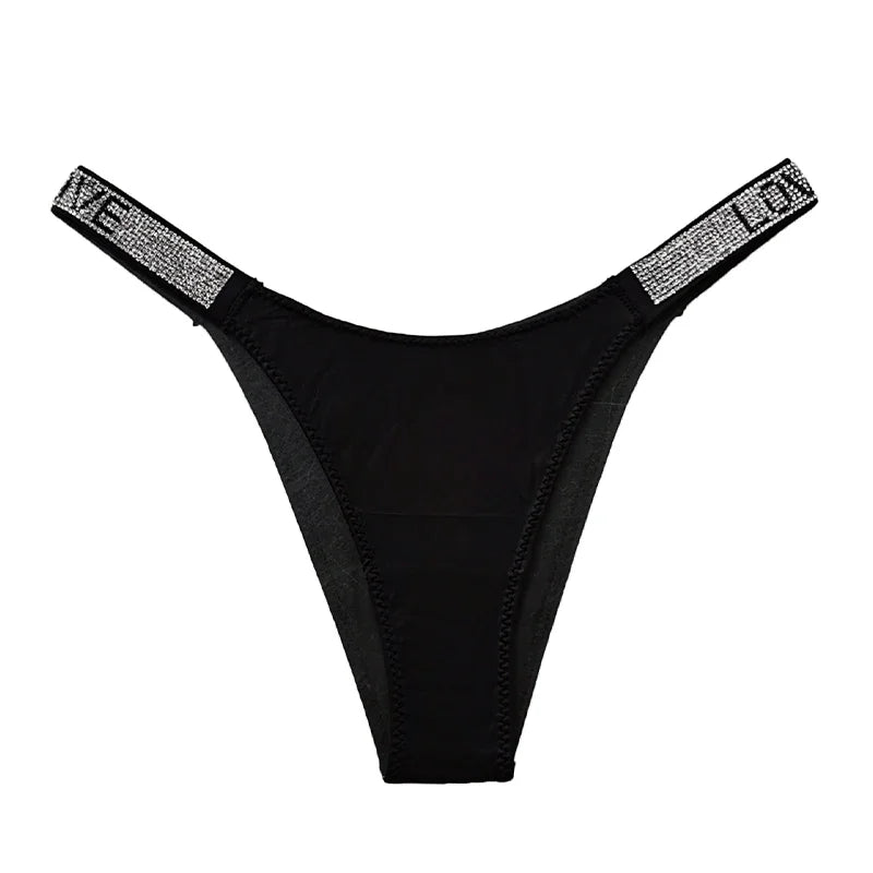 Shiny Rhinestone Thong Women Low Waist Panties Sexy Underwear Ladies Briefs Lingere Panty Underware Womens Lingerie Thongs