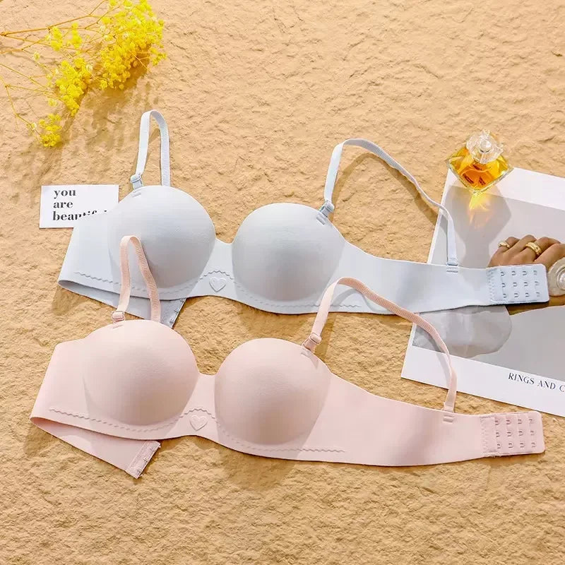 plus Size Seamless Wireless Bra Women's Sexy Plunge Padded Push-Up Smooth Large Size Bralette Comfortable Underwear for Women