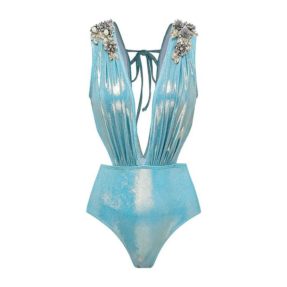 2025 New Swimsuit High-End Design 2/3Pcs Floral Print Ruffle Slimming Holiday Sexy Hot Spring One Piece Swimsuit for Women
