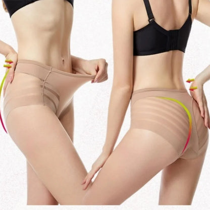 2Pcs/Set Ice Silk Tummy Control Panties Women High Rise Shapewear Pants Female Sexy Lingerie Slimming Underwear M-3XL Briefs