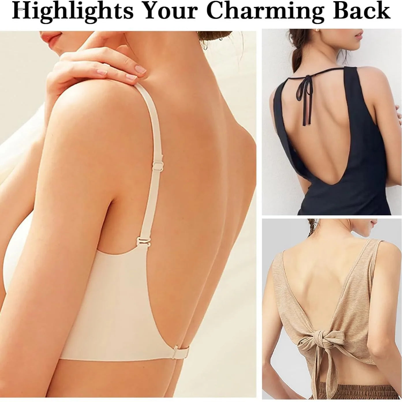 Seamless Low Back Bra Support Multiway Wireless Backless Halter Padded Bralette Lifting Straps Convertible Bras
