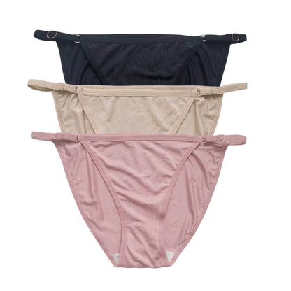 3Pcs/Set Ice Silk Panties Women Low Rise Briefs Brazilian Panties Solid Color Underwear Female Underpants Sexy Lingerie S-XL