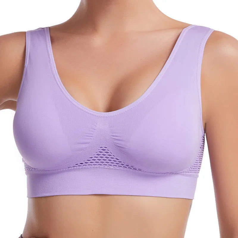 S-7XL Sports Yoga Shockproof Women's Bra Removable Breast Pad Bralette Sexy Elastic Beautiful Back Tops Comfort Cotton Sleep Bra