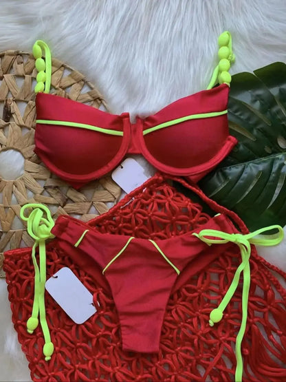 RUOTONGSEPT New Sexy Push up Bikini Set Swimsuit Women's low-waist Swimwear For Female Two Piece Beachwear 2023 Bathing Suit