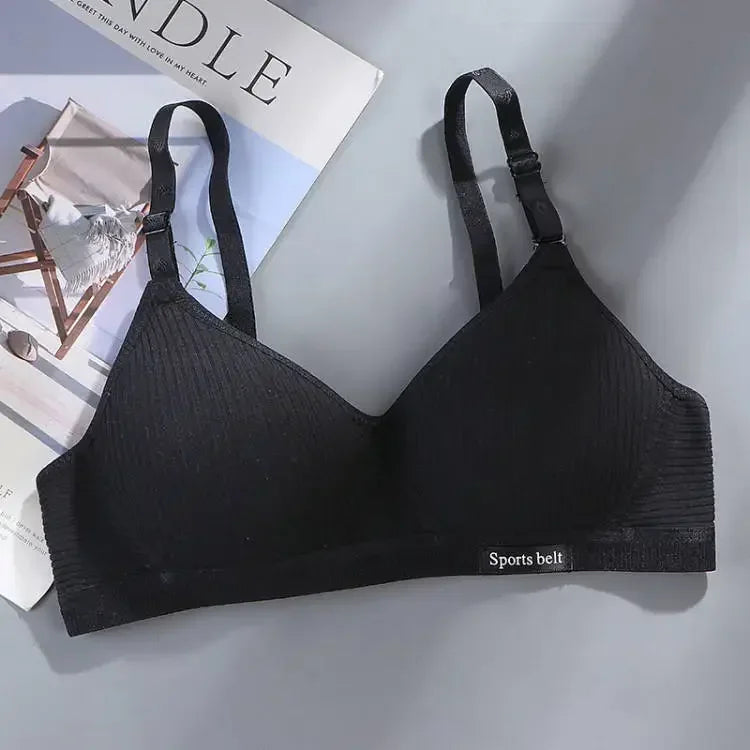 Women Cotton Underwear AB Cup Bra Wireless Gathered Comfort V Brassiere Push Up Lingerie Bralette Girls Seamleass Sports Bras