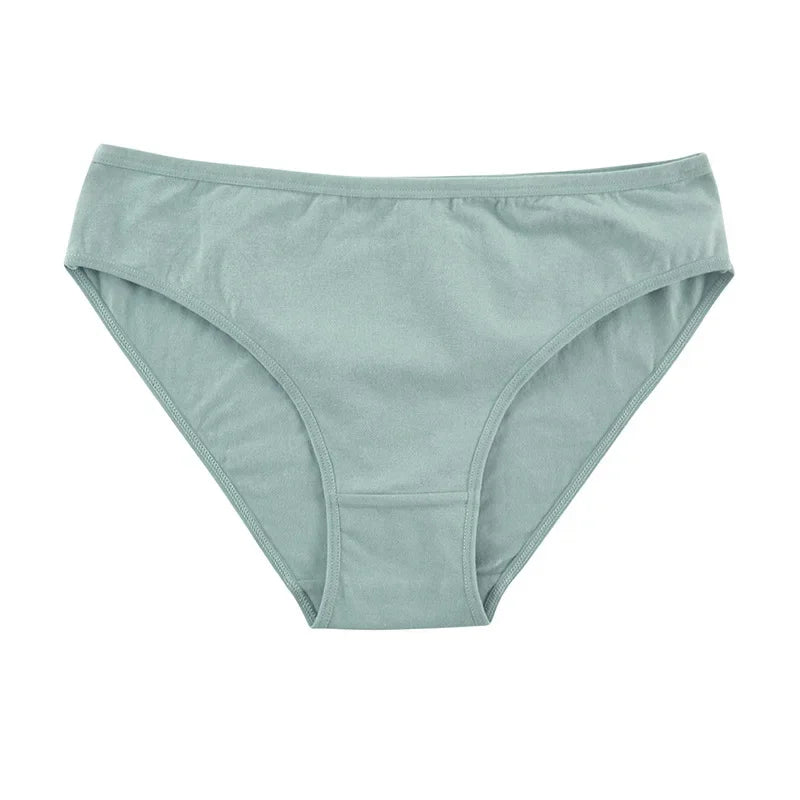 6pcs Women Panties Girl Sexy Underwear Solid Color Middle-Waisted Briefs Female Ventilation Soft Cotton Women's Underpants