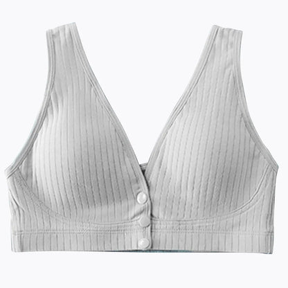 Cotton Nursing Bra for Pregnant Women Padded Ribbed Wire-Free Breathable Bralette Front Opening Breastfeeding Maternity Clothing