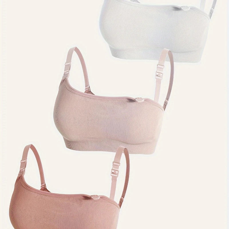 3 PCS Set Breathable Front Open Nursing Bra Maternity Underwear Pregnancy Bra Full Cup Wireless Comfortable Breastfeeding Bra