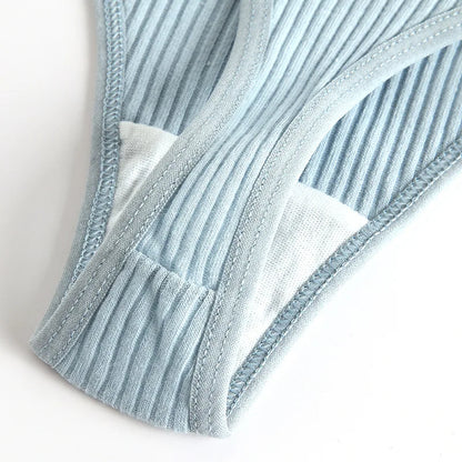 4Pcs Women's Panties Fashion Striped Thongs Soft Cotton Underwear Ladies Sexy Lingeries Sports Breathable G-Strings Cozy T-Back