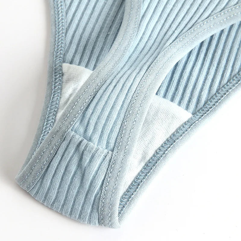 4Pcs Women's Panties Fashion Striped Thongs Soft Cotton Underwear Ladies Sexy Lingeries Sports Breathable G-Strings Cozy T-Back
