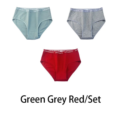 3PCS/Set Women Cotton Solid Seamless Underwear Sexy Plus Size Panties Letter Lingerie Mid Waist Comfortable Briefs NKT2123