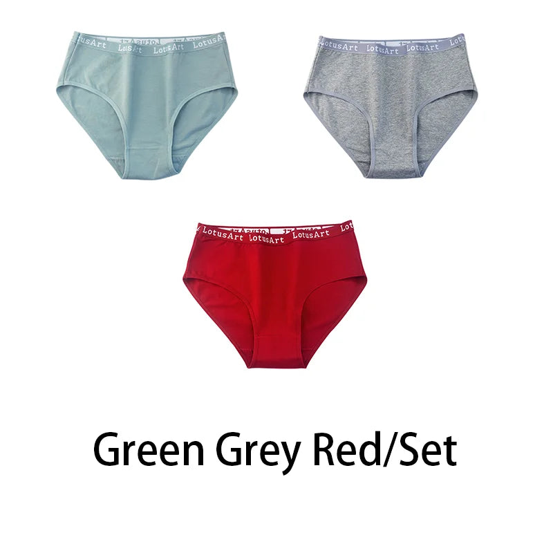 3PCS/Set Women Cotton Solid Seamless Underwear Sexy Plus Size Panties Letter Lingerie Mid Waist Comfortable Briefs NKT2123