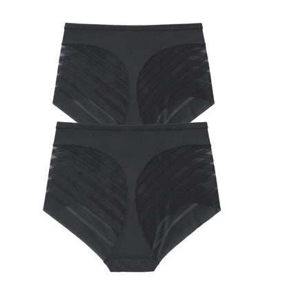 2Pcs/Set Ice Silk Tummy Control Panties Women High Rise Shapewear Pants Female Sexy Lingerie Slimming Underwear M-3XL Briefs