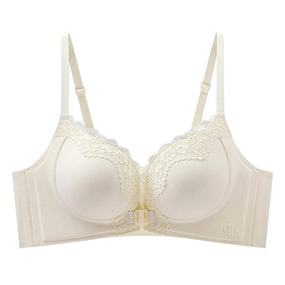 Front Closure Push Up Bras for Women Padded Sexy Small Bust Plunge Lace Leopard Print Underwire Bralette