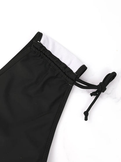 2 Pcs/Set Women's Bikini Split Set Summer Leisure Vacation Style Hanging Neck Bareback Strap Bikini Set Beach Women's Swimsuit