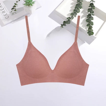 FINETOO Women Sexy Seamless Bras Deep V Neck Bralette Sexy Lingerie Letter Strap Tops Push Up Underwear Wireless Brassiere Lady