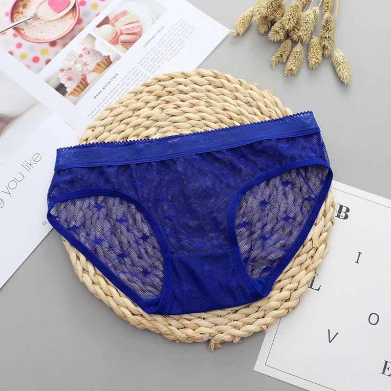 Women's panties Low-Rise Lace Hollow out Mesh Briefs Transparent Sexy Panties Girls Intimate Lingerie Underwear Women's panties