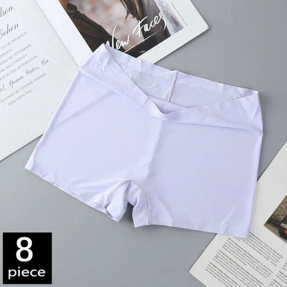 FallSweet 8PCS Anti-See-Through Ice Silk Breathable Seamless Panties for Woman Soft Breathable Underwear Sexy Female Lingerie