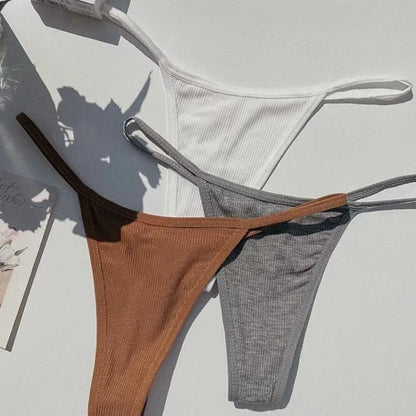 Solid Sports Seamless Sexy Thongs Low Waist Traceless Cotton Crotch Yoga Panties Thin Soft Women's Underwear