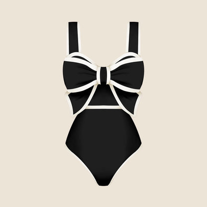 2025 New Bow Tie One Piece Swimsuit For Women Swimwear with Skirt Bathing Suit Monokini Beach Bodysuit Beach Wear