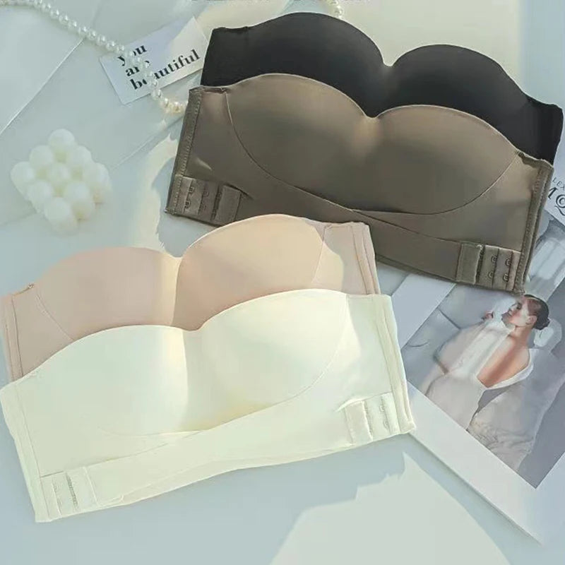 Big Breasts Underwear Sexy Lingerie S-Xl Plus Size Front Buckle Seamless One-piece Bra Cup Invisible Strapless Bra For Women