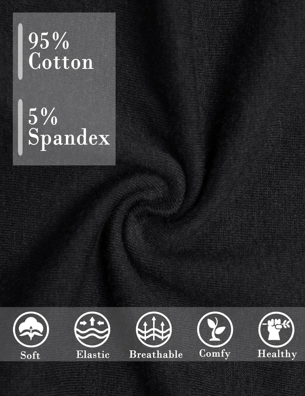 POKARLA Women Soft Cotton Underwear Comfortable No Muffin Top Briefs Female High Rise Belly Control Panties Sets Black Plus Size