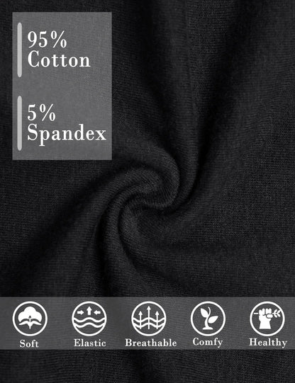 POKARLA Women Soft Cotton Underwear Comfortable No Muffin Top Briefs Female High Rise Belly Control Panties Sets Black Plus Size
