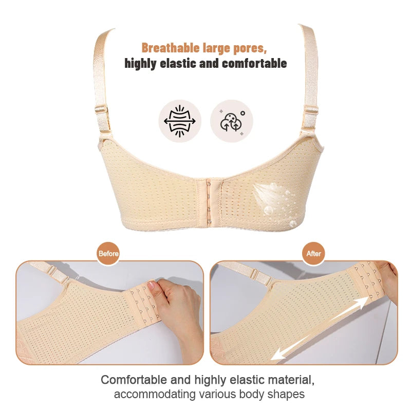 LERVANLA 2566 Strong Breathability Mastectomy Bra Women with Pocket Breast Form Pads Included Adjustable Cotton Comfort  Large