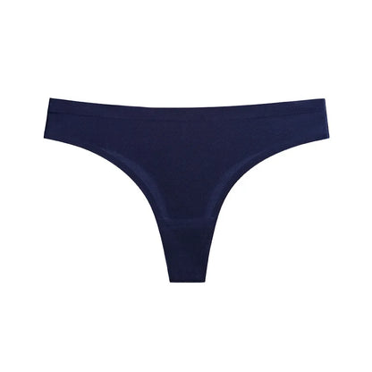 Solid Color Ice Silk Women T-pants Elastic Low-waisted Ladies Lingerie Thin Quick Drying G-string Seamless Invisible Girls thong